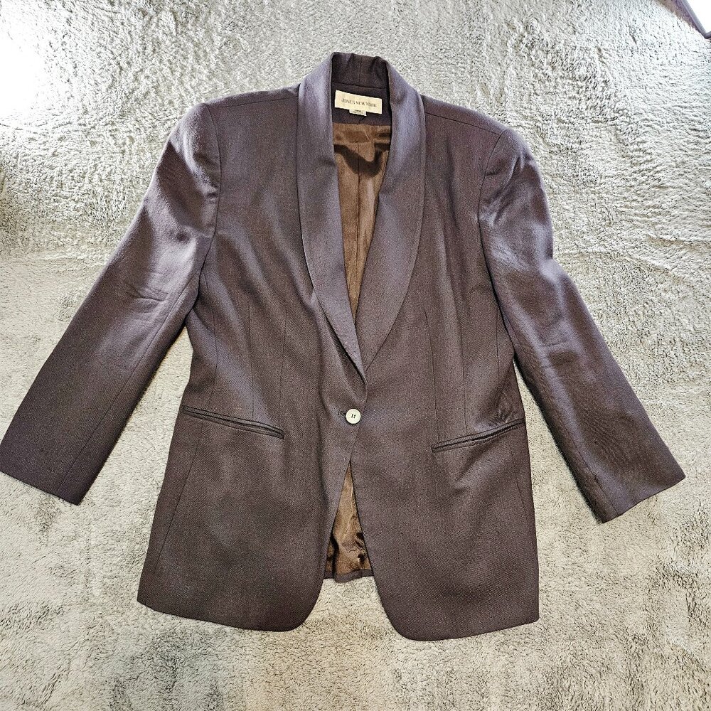 Women's Vintage 1990's Jones New York Gray Blazer Size 16W Pure Wool